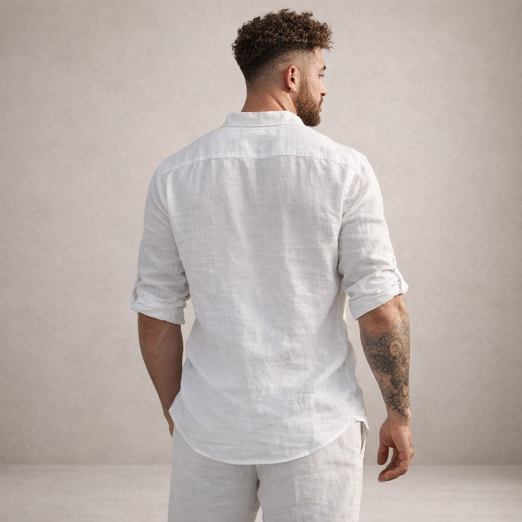 Men's Regular Fit Long Sleeve Shirt Stand Collar Casual Everyday Wear