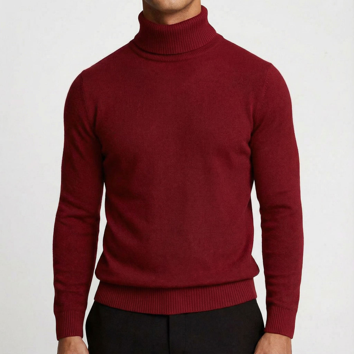 Men's Timeless Roll Neck Jumper Relaxed Fit Long Sleeve Classic Casual Wear