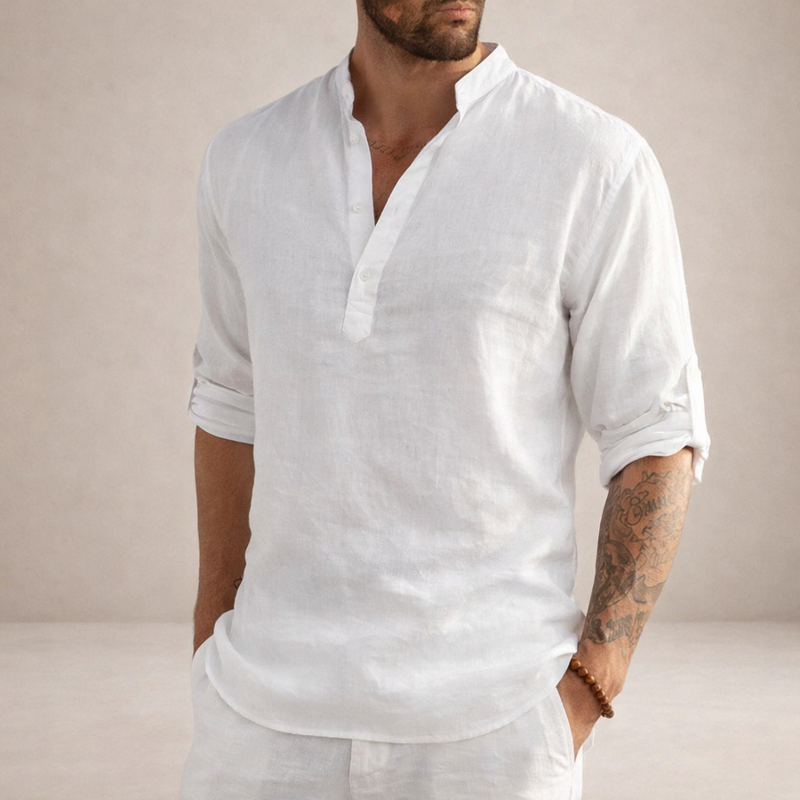 Men's Regular Fit Long Sleeve Shirt Stand Collar Casual Everyday Wear