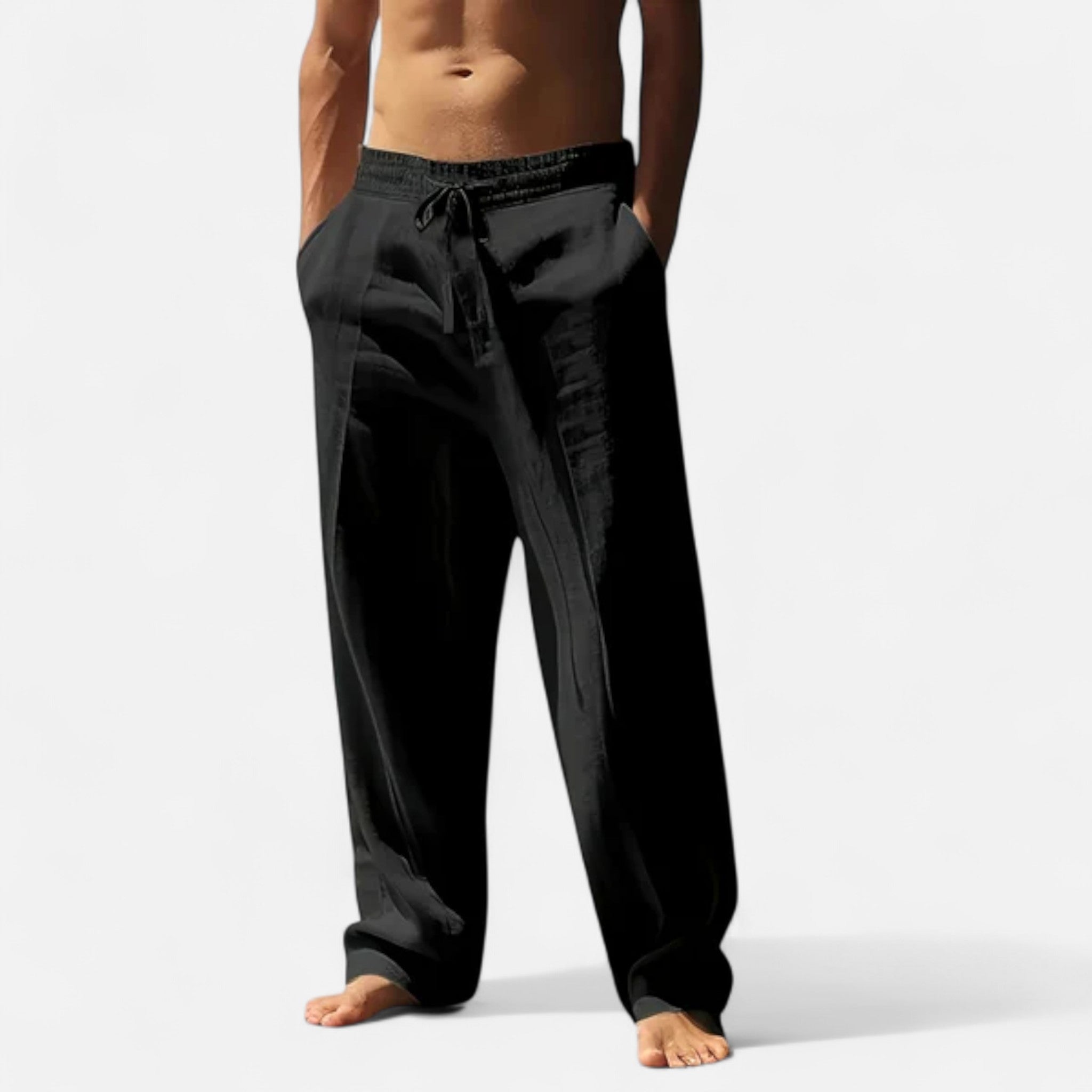 Men's Relaxed Drawstring Linen Trousers
