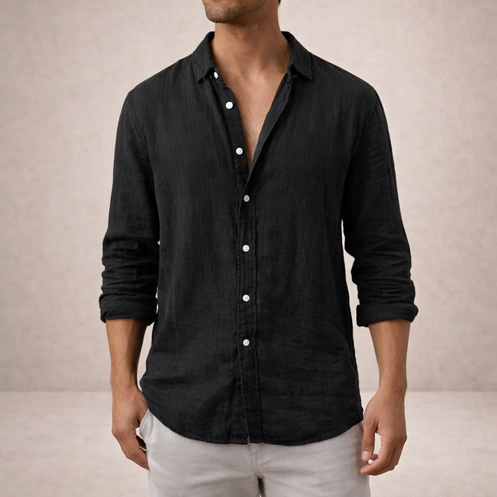 Men's Casual Open Collar Shirt | Long Sleeve