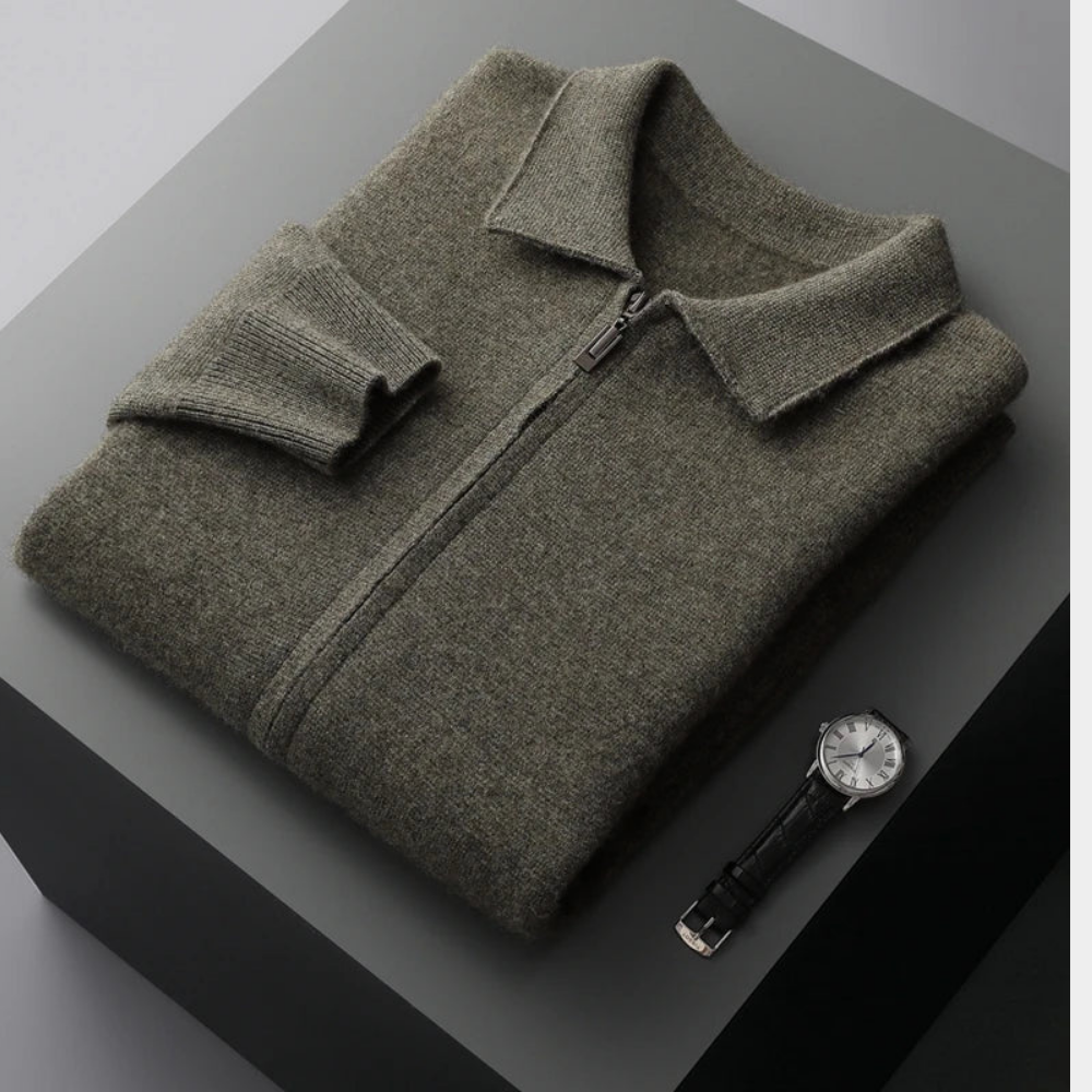 Men's Timeless Zip Cardigan Relaxed Fit Long Sleeve Classic Layering Casual