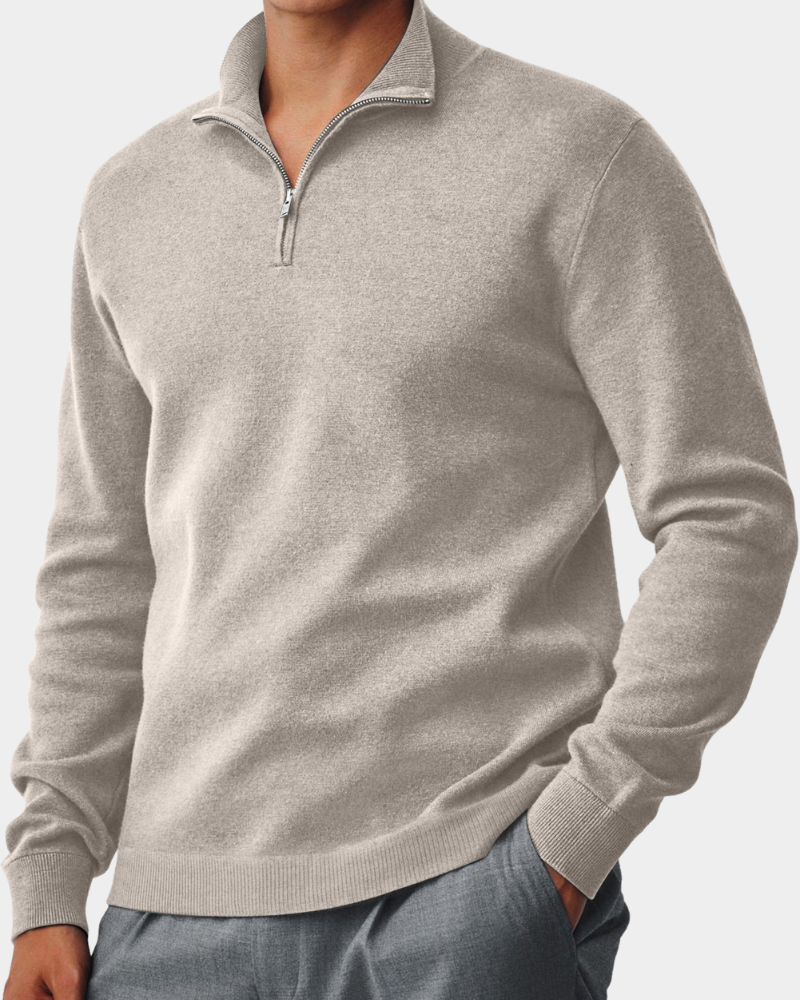 Men's Zip Neck Sweater Relaxed Fit Long Sleeve Casual Everyday Wear