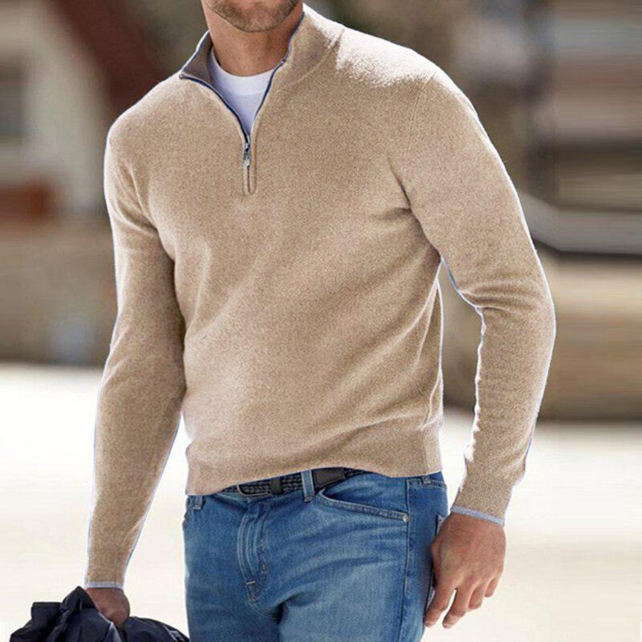 Men's Half-Zip Pullover Relaxed Fit Long Sleeve Casual Layering