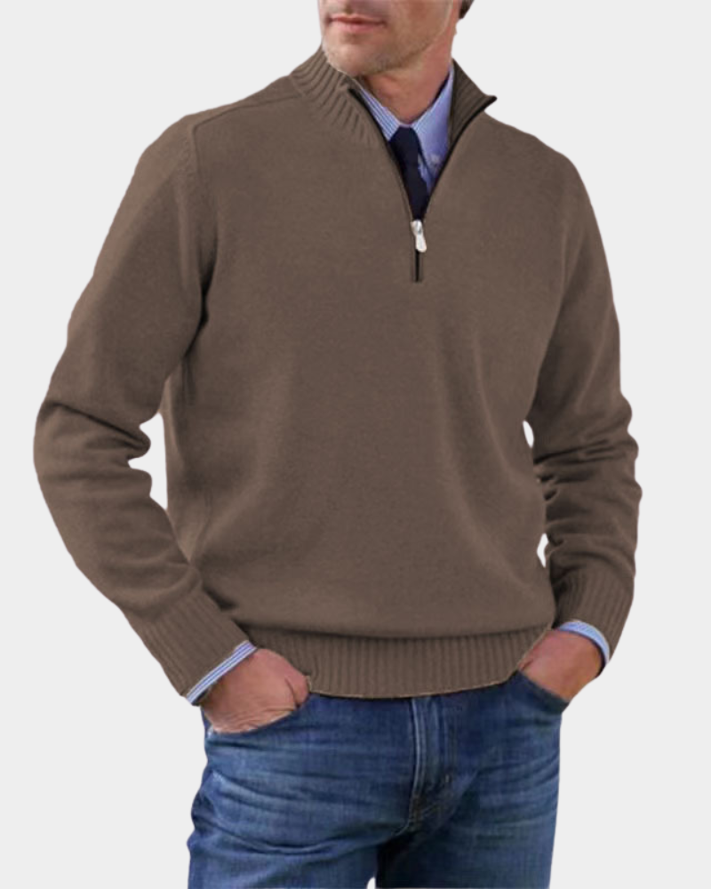 Men's Everyday Zip-Up Sweater Relaxed Fit Long Sleeve Casual Layering