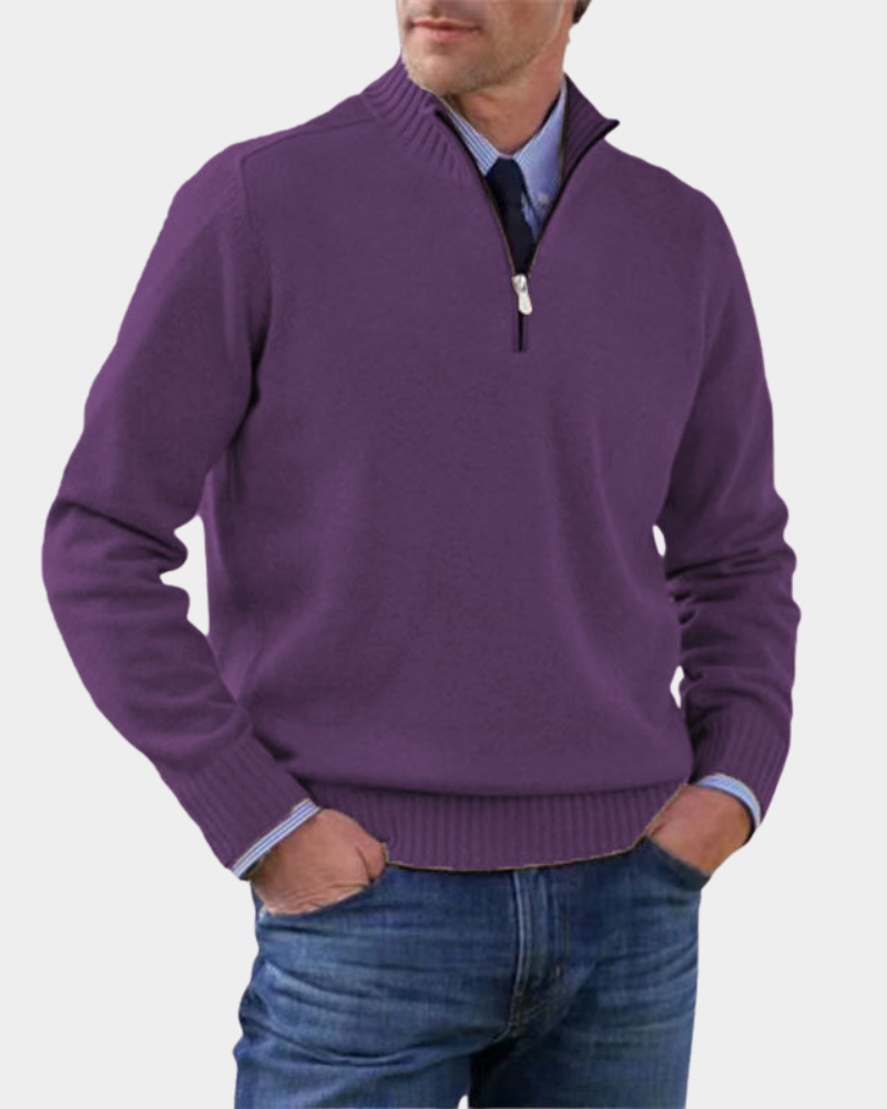 Men's Everyday Zip-Up Sweater Relaxed Fit Long Sleeve Casual Layering