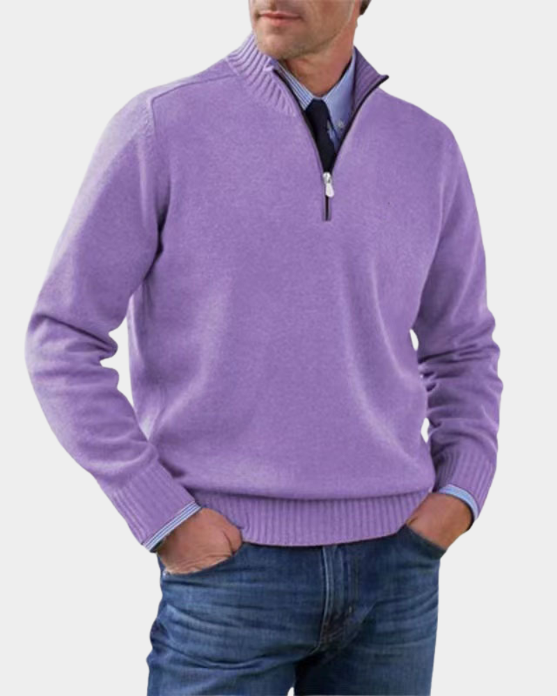 Men's Everyday Zip-Up Sweater Relaxed Fit Long Sleeve Casual Layering
