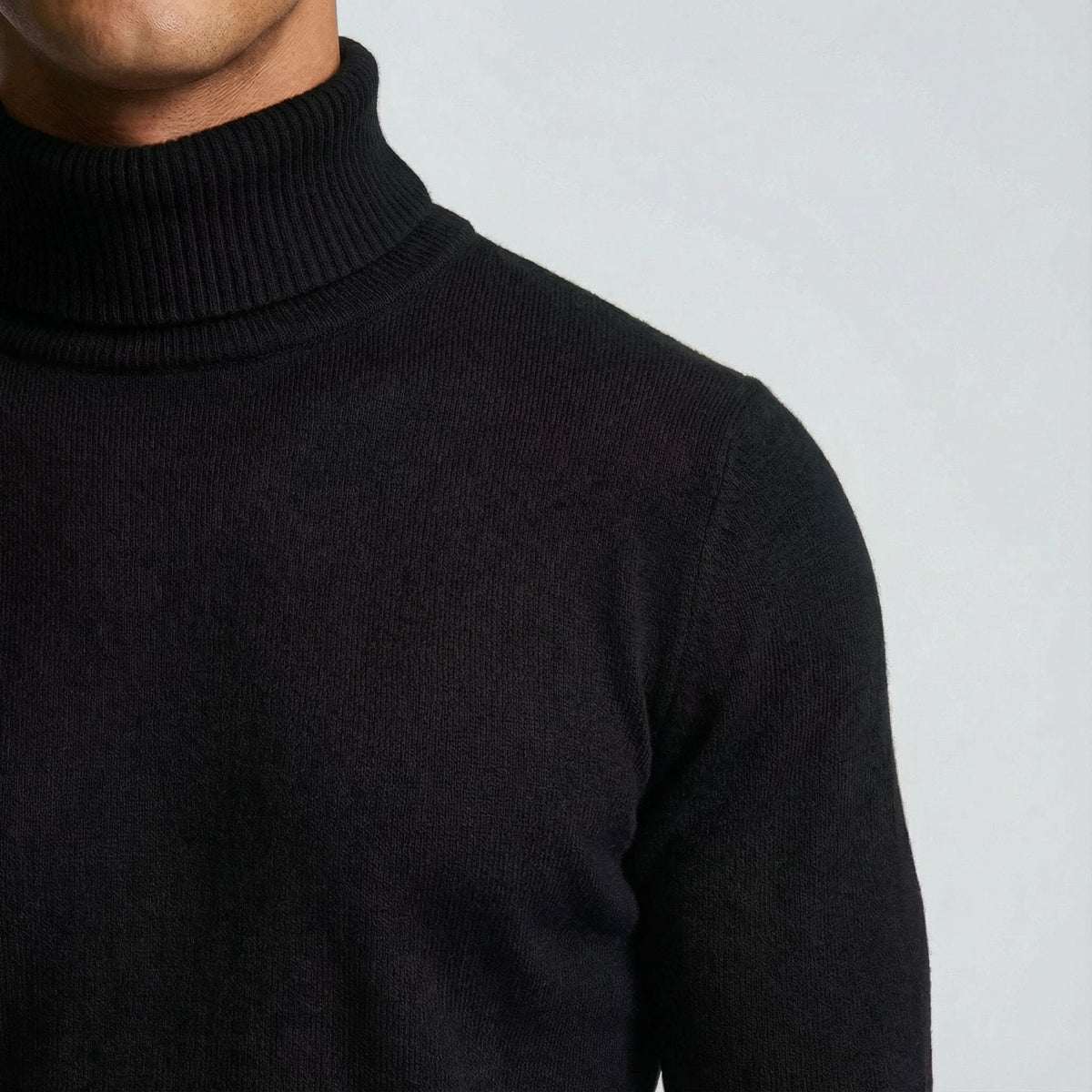 Men's Timeless Roll Neck Jumper Relaxed Fit Long Sleeve Classic Casual Wear