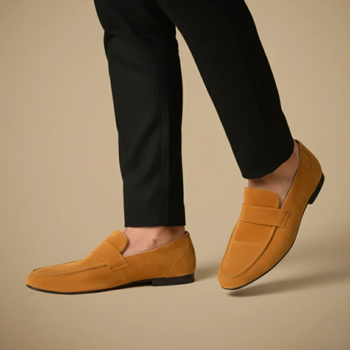 Men's Suede Loafers Slip-On Round Toe Moccasin Smart-Casual Office Formal Casual Everyday Versatile Leather-Look Footwear
