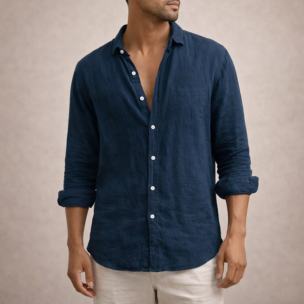 Men's Casual Open Collar Shirt | Long Sleeve