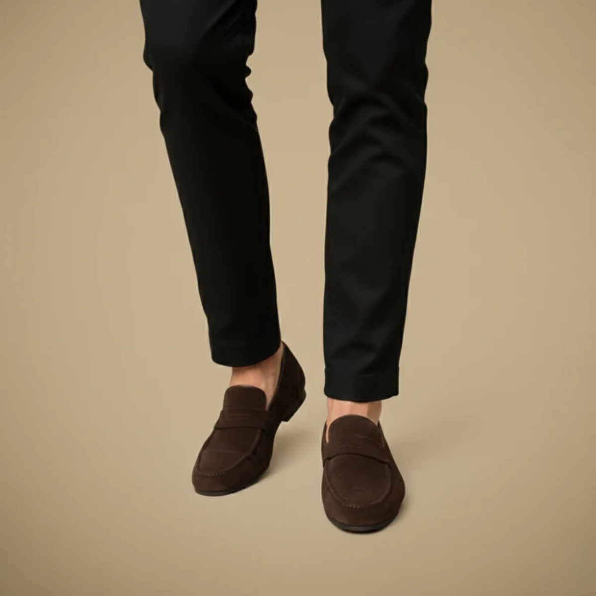 Men's Suede Loafers Slip-On Round Toe Moccasin Smart-Casual Office Formal Casual Everyday Versatile Leather-Look Footwear