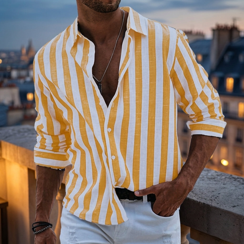 Men’s Stylish Long Sleeved Blue Stripe Shirt | Casual
