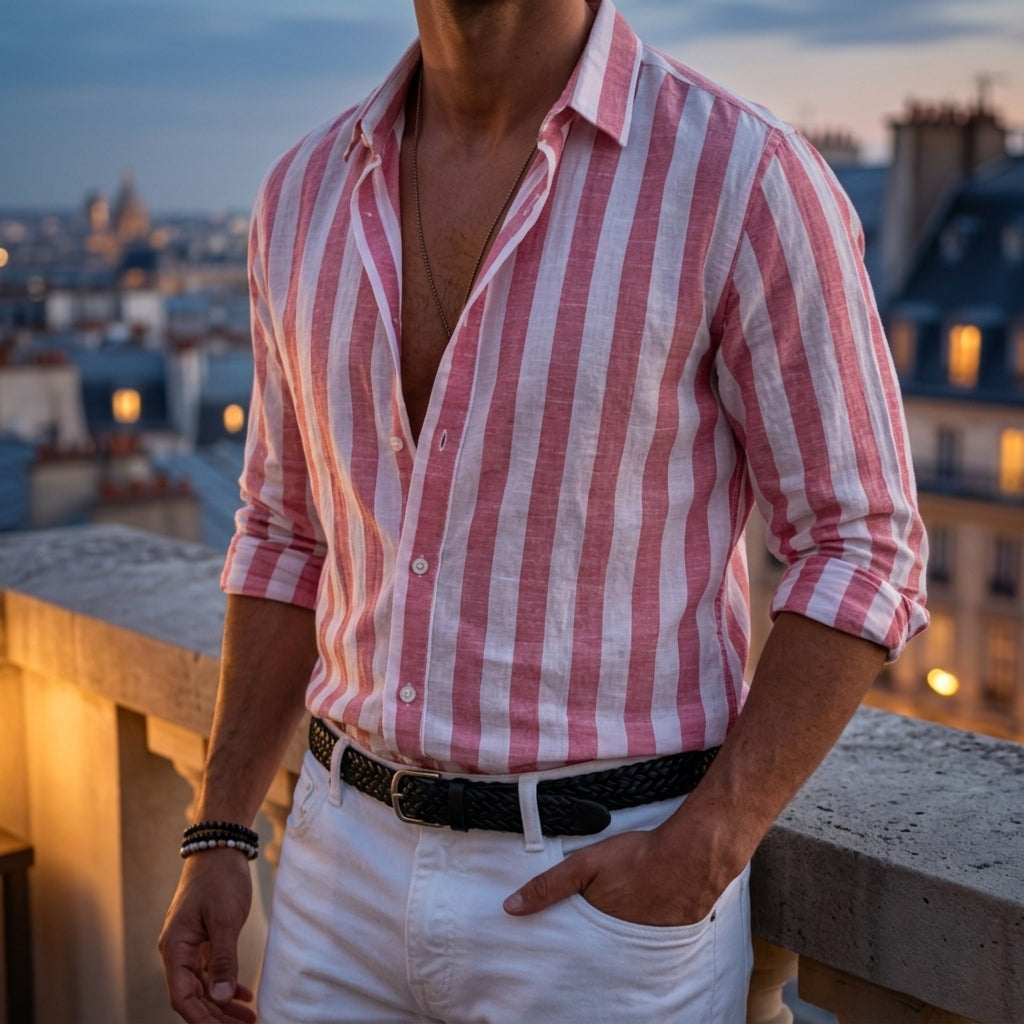 Men’s Stylish Long Sleeved Blue Stripe Shirt | Casual