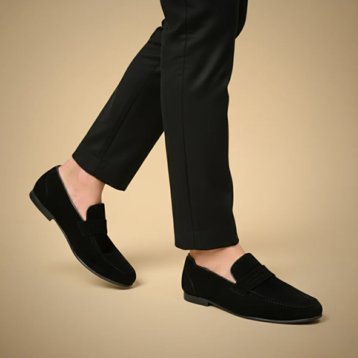 Men's Suede Loafers Slip-On Round Toe Moccasin Smart-Casual Office Formal Casual Everyday Versatile Leather-Look Footwear