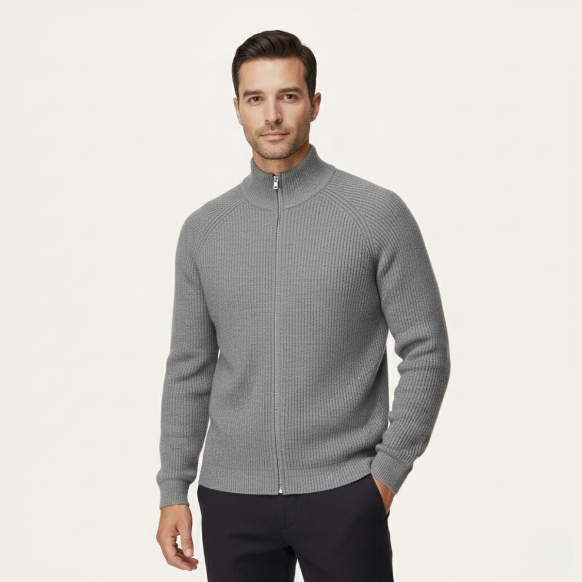 Men's Stylish Merino Wool Cardigan | Zip-Up