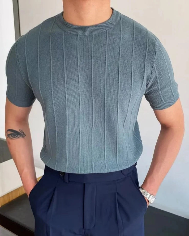 Men’s Vertical Ribbed Blend T-Shirt | Casual