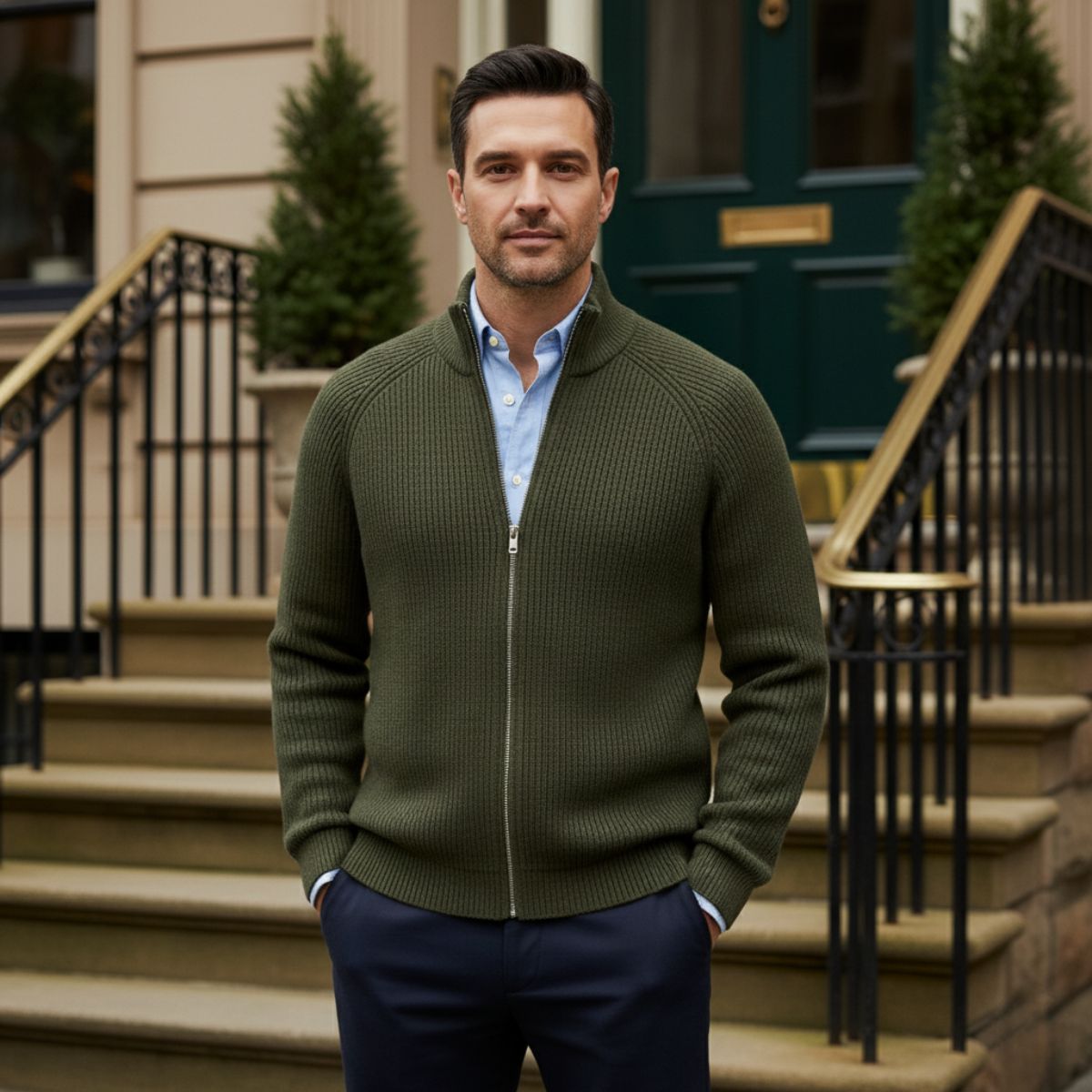 Men's Stylish Merino Wool Cardigan | Zip-Up