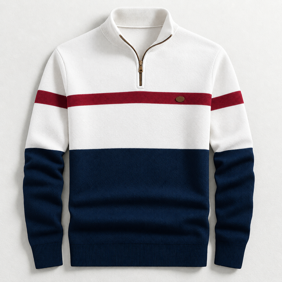 Men's Cosy Half-Zip Jumper Relaxed Fit Long Sleeve Casual Layering