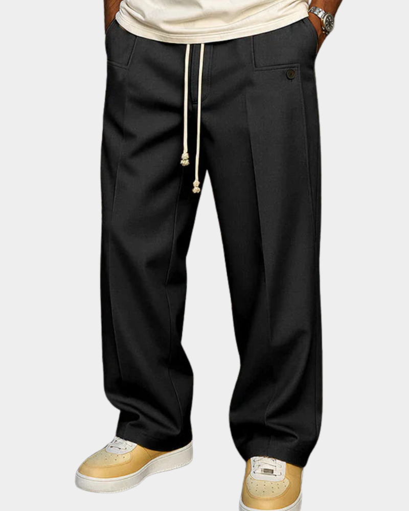 Men's Elegant Drawstring Trousers Relaxed Fit Casual Everyday Versatile