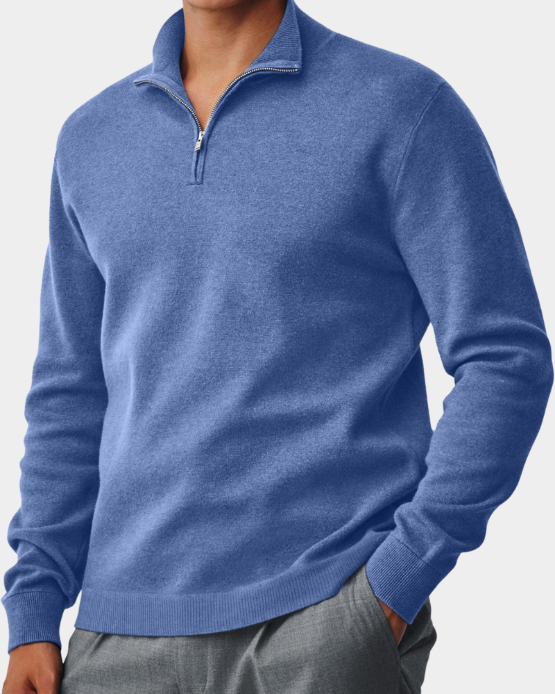 Men's Zip Neck Sweater Relaxed Fit Long Sleeve Casual Everyday Wear