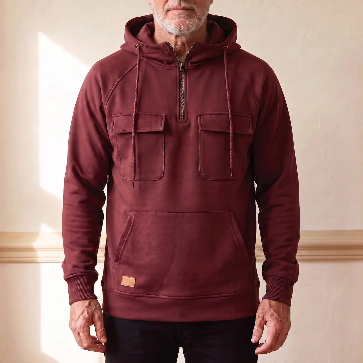 Men's Casual Hoodie with Flap Pockets Relaxed Fit Long Sleeve Everyday Wear