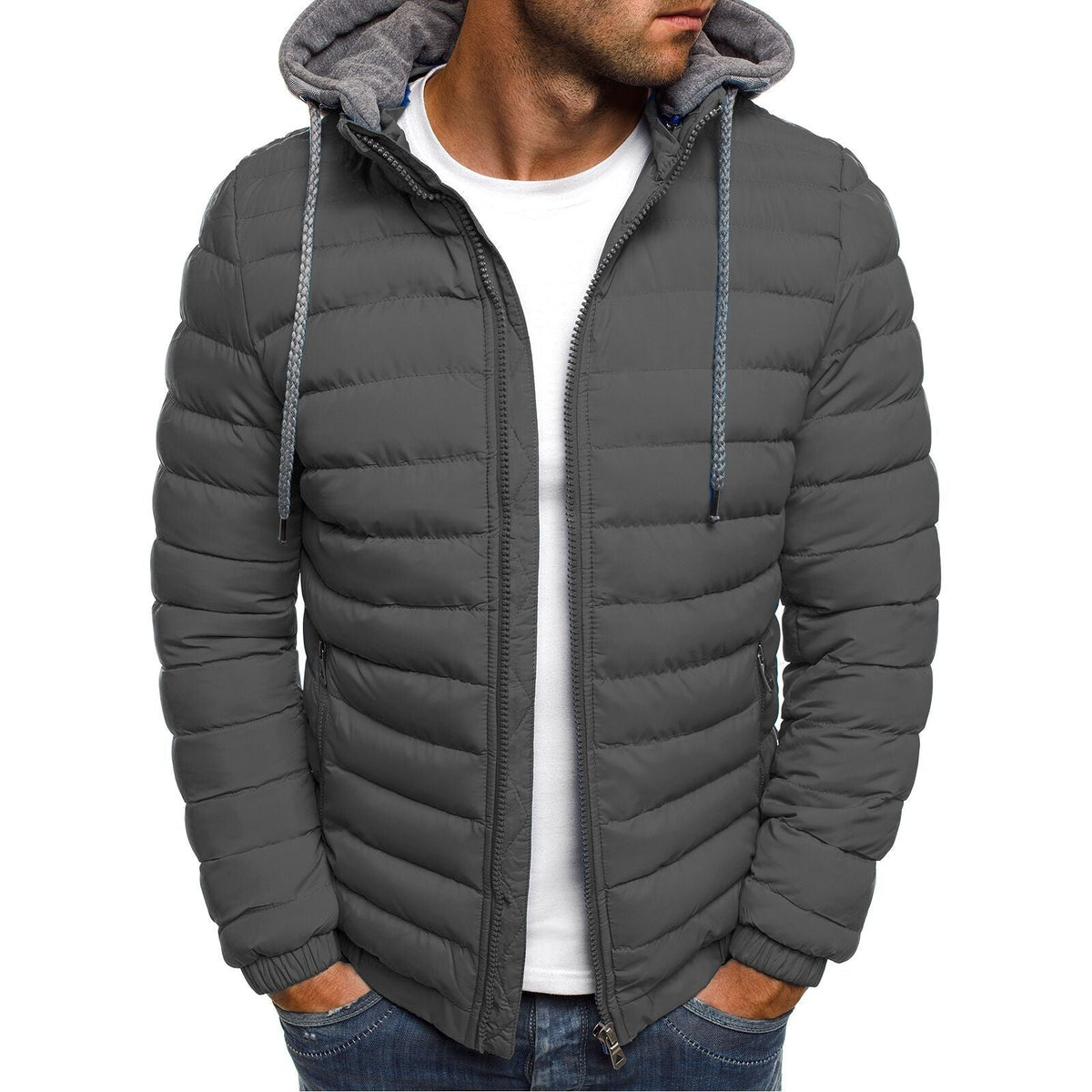 Men's Insulated Down Jacket Thermal Layering Outdoor Casual