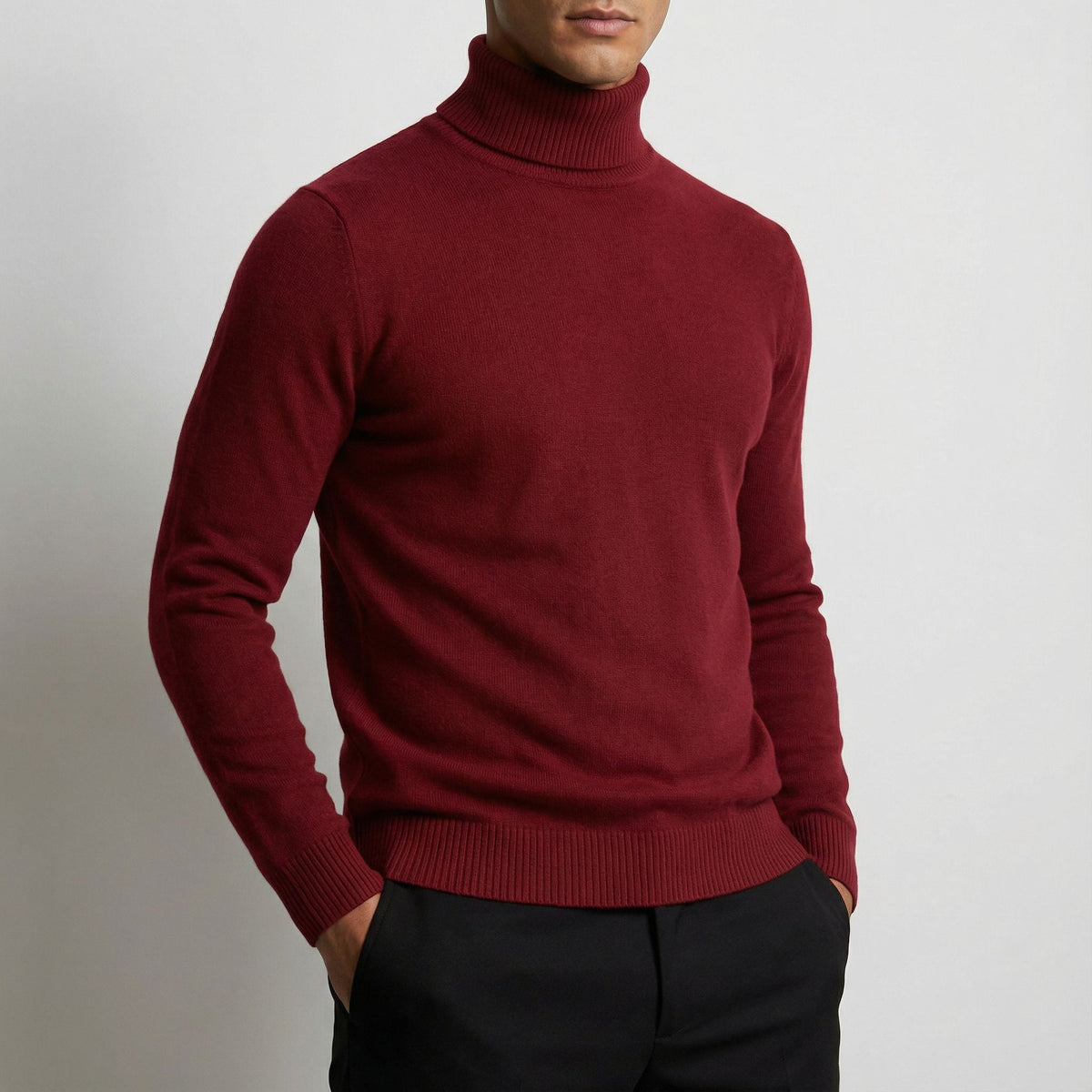 Men's Timeless Roll Neck Jumper Relaxed Fit Long Sleeve Classic Casual Wear