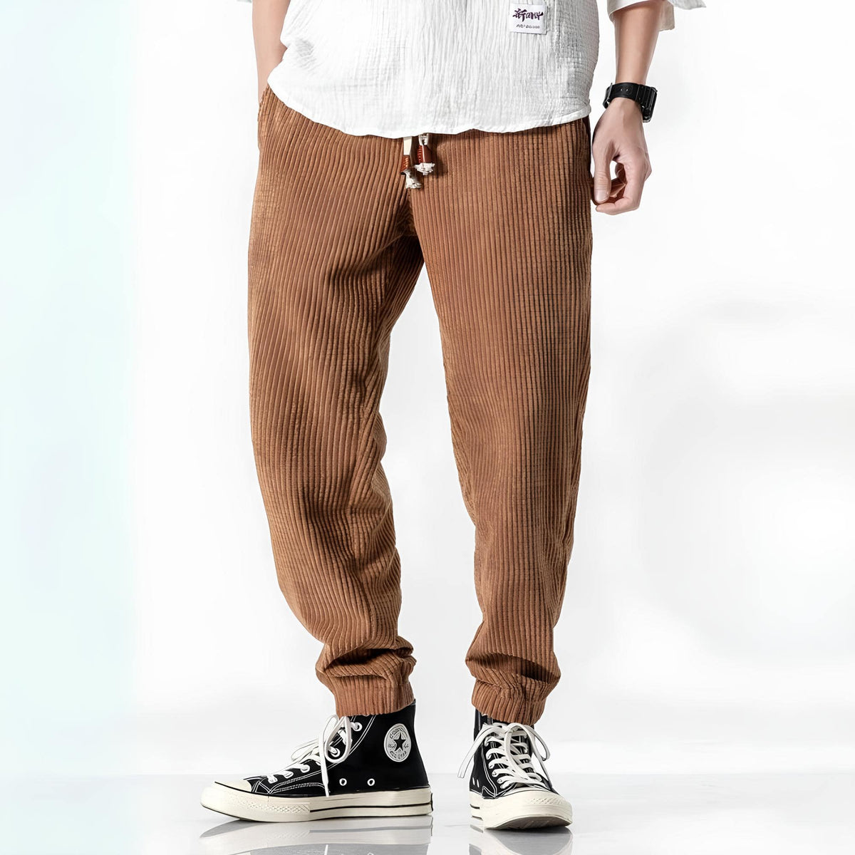 Men's Casual Ribbed Trousers Relaxed Fit Everyday Stylish Versatile