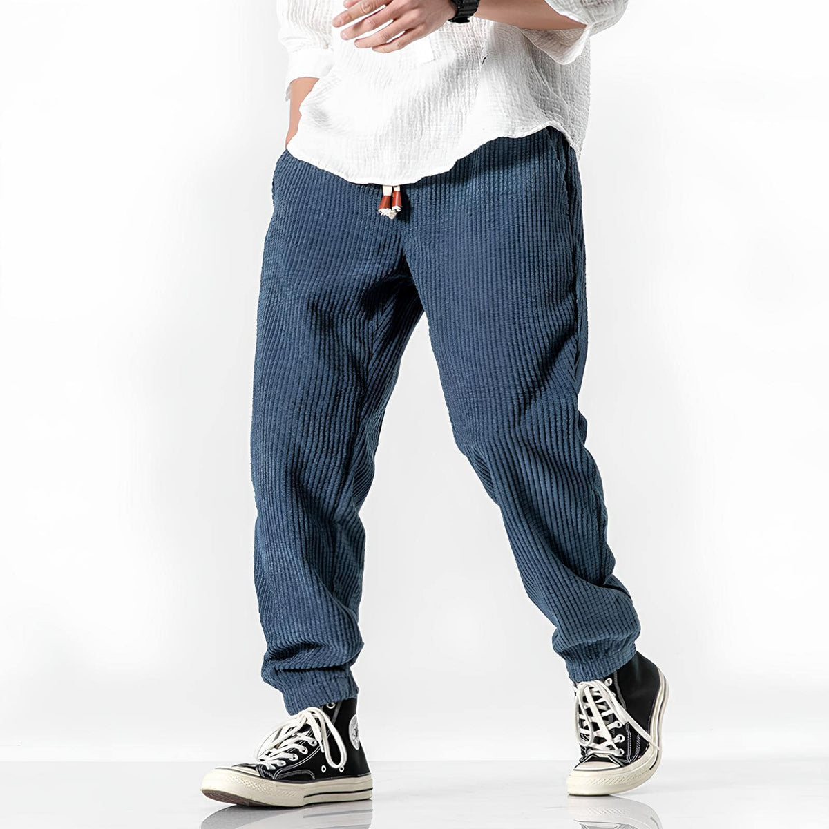Men's Casual Ribbed Trousers Relaxed Fit Everyday Stylish Versatile