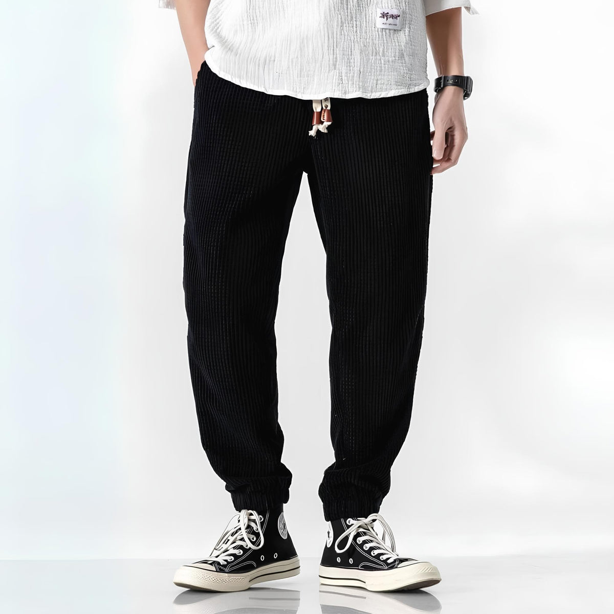 Men's Casual Ribbed Trousers Relaxed Fit Everyday Stylish Versatile
