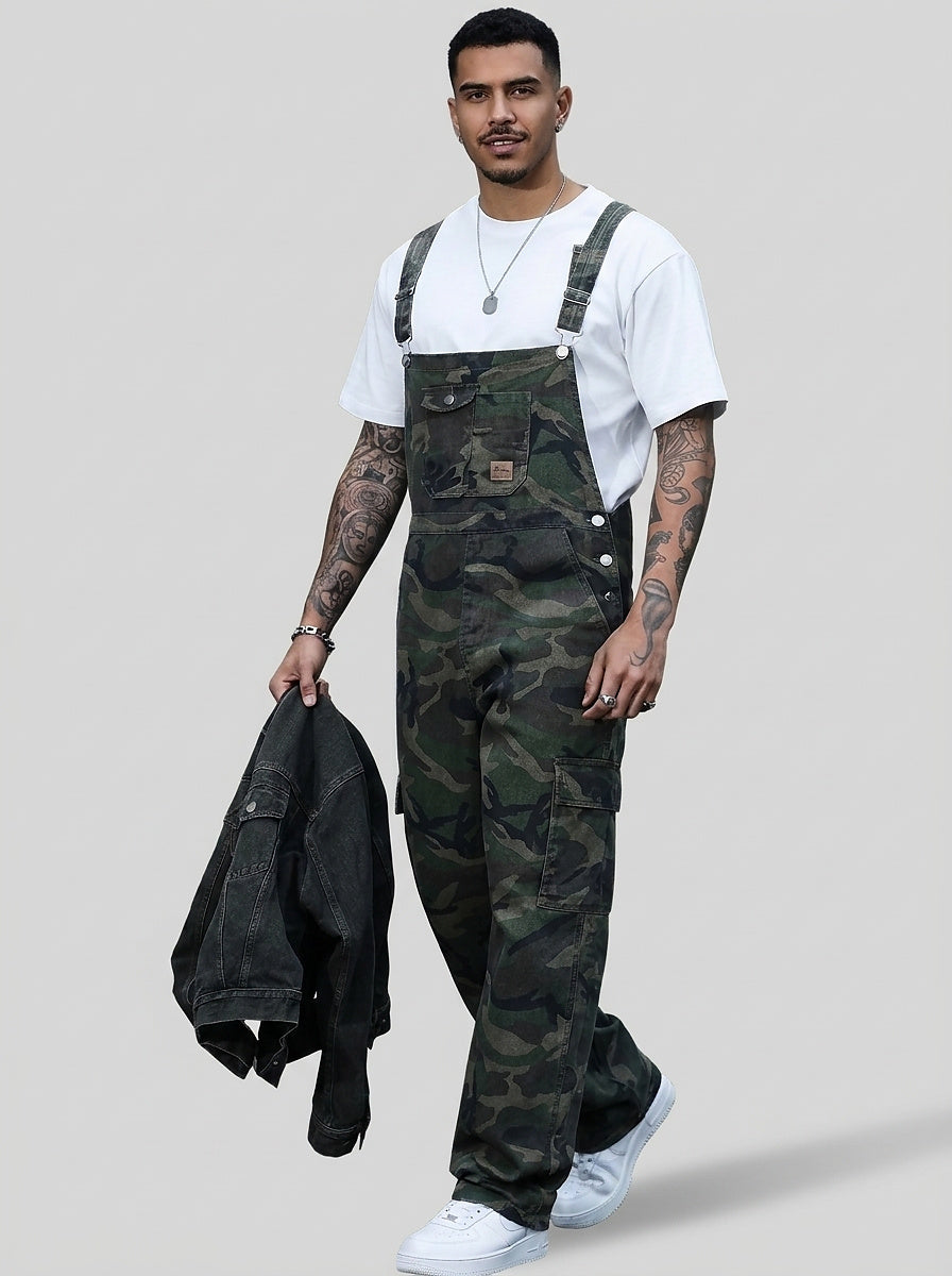 Men’s Camouflage Cargo Bib Overalls