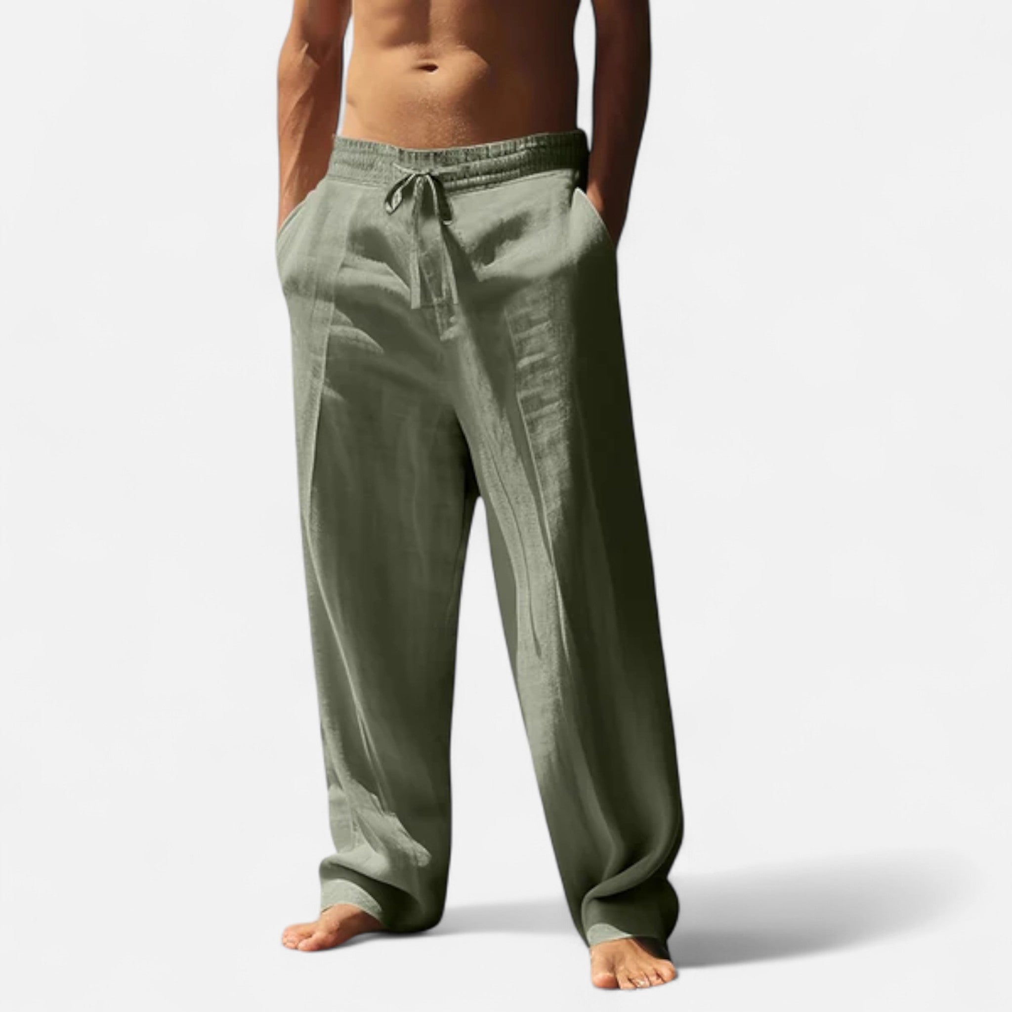 Men's Relaxed Drawstring Linen Trousers