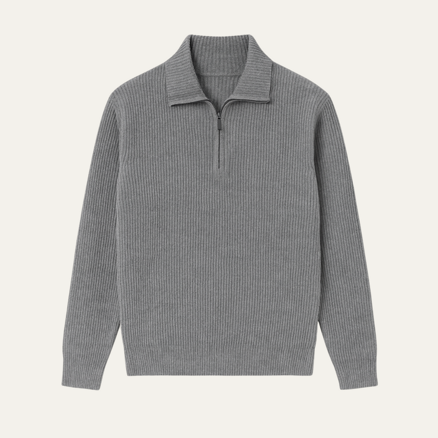 Men's Tailored Fit Quarter Zip Sweater Ribbed Knit Long Sleeve Casual Layering Wear