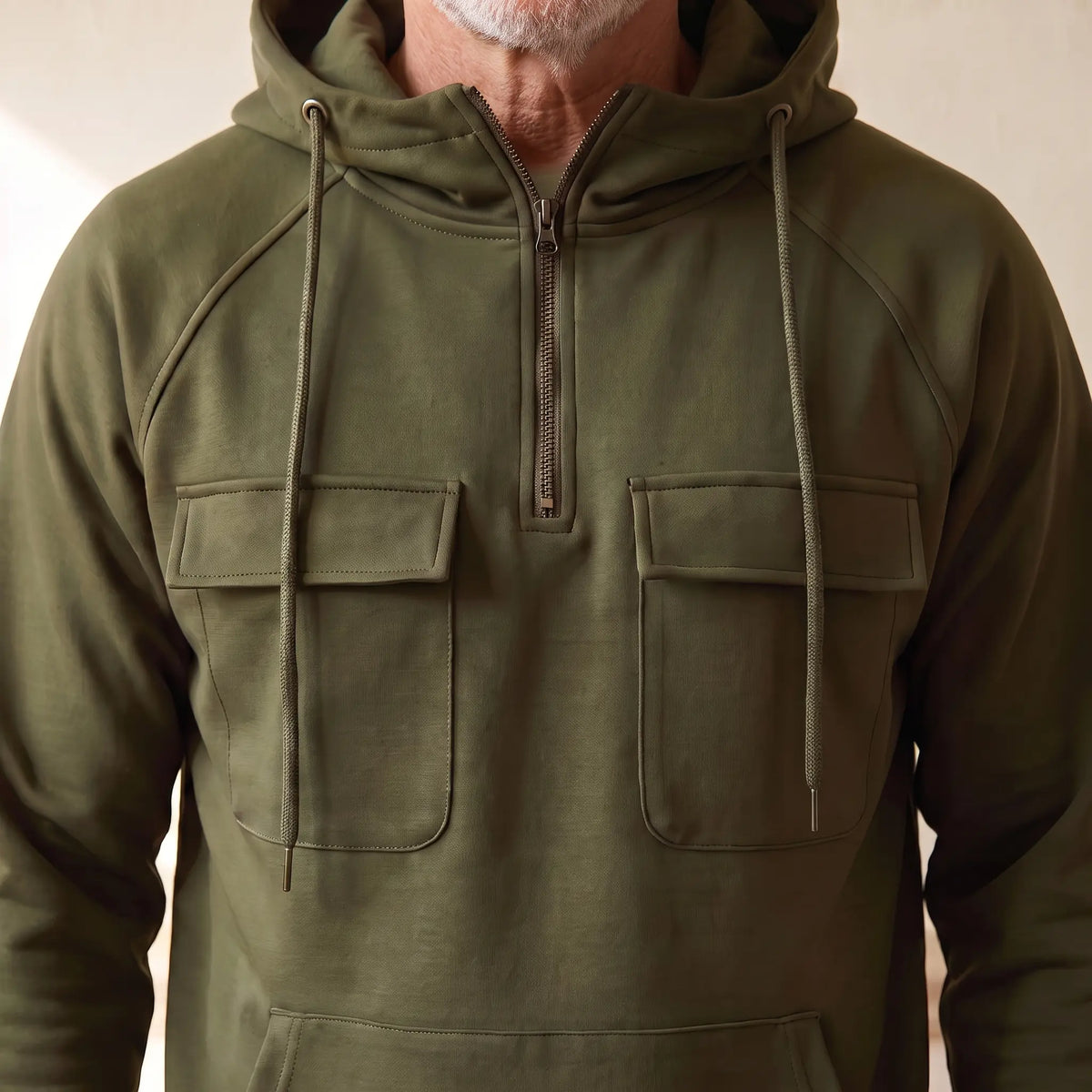 Men's Casual Hoodie with Flap Pockets Relaxed Fit Long Sleeve Everyday Wear