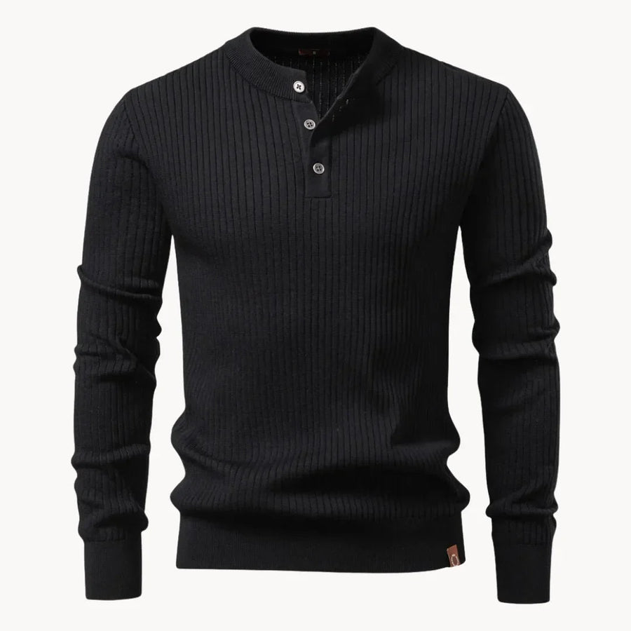 Men's Casual Knit Sweater Round Neck Button Closure Everyday Wear