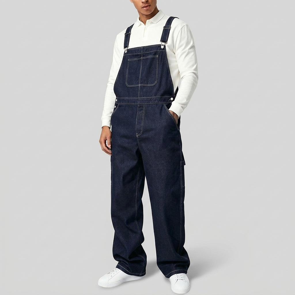 Men’s Denim Bib Overalls with Straight Leg