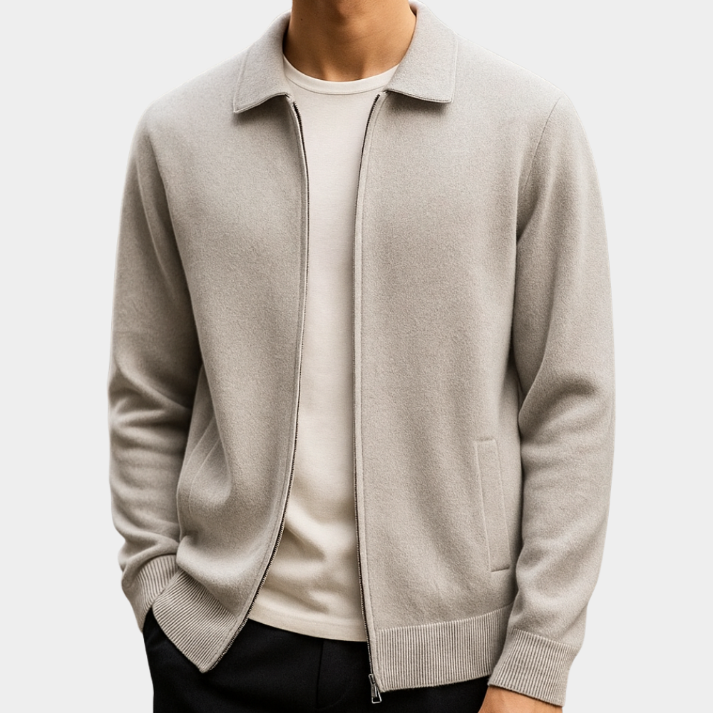 Men's Timeless Zip Cardigan Relaxed Fit Long Sleeve Classic Layering Casual