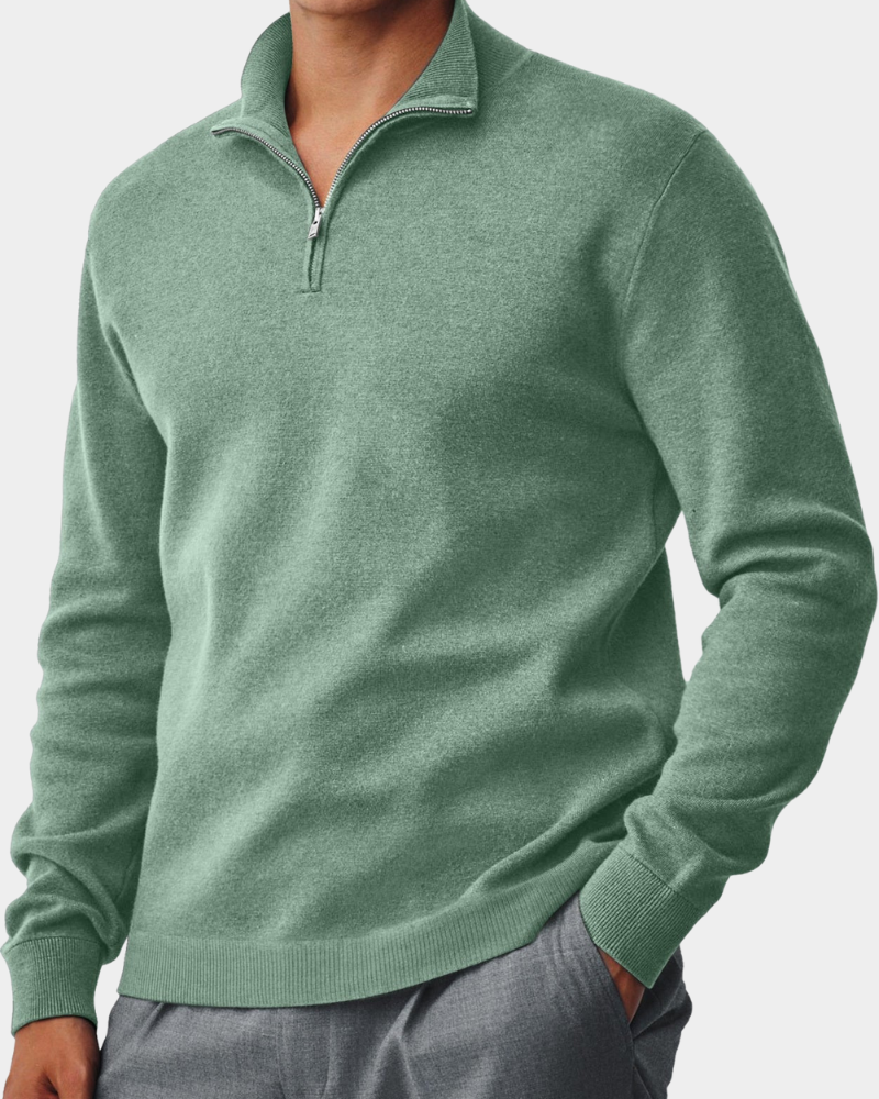 Men's Zip Neck Sweater Relaxed Fit Long Sleeve Casual Everyday Wear