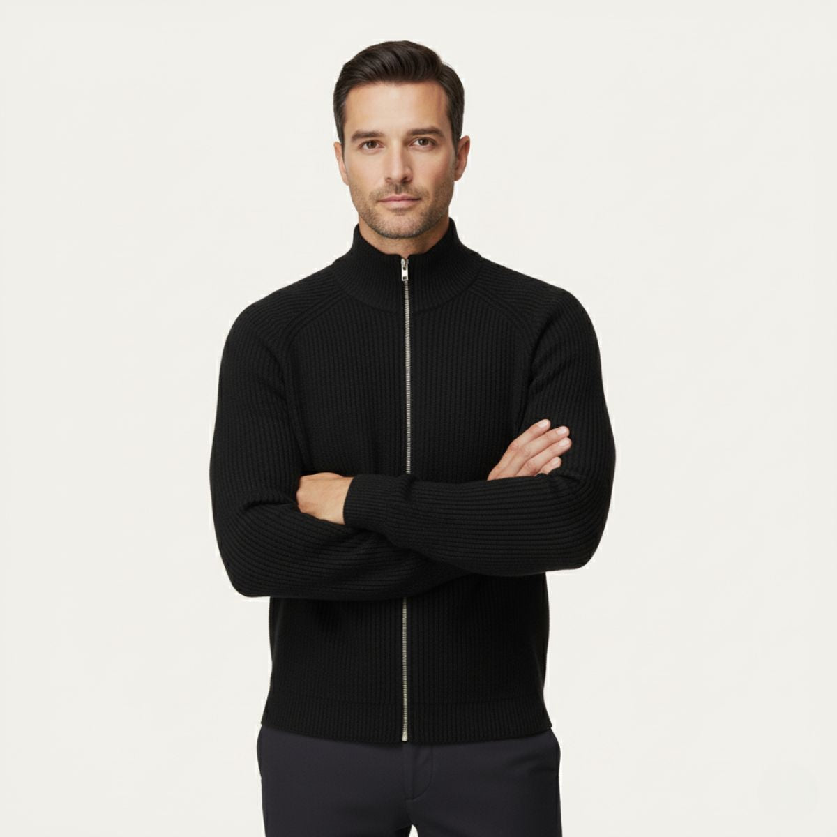 Men's Stylish Merino Wool Cardigan | Zip-Up