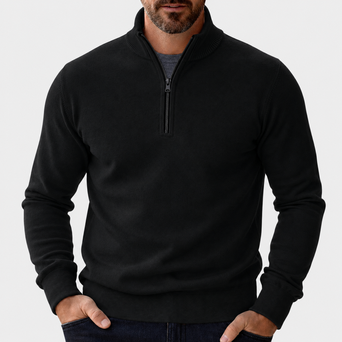 Men's Zip-Up Sweater Relaxed Fit Long Sleeve Casual Layering