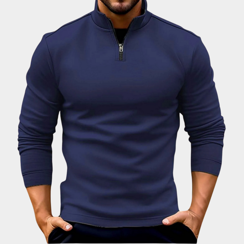 Men's Casual Quarter-Zip Jumper Relaxed Fit Long Sleeve Versatile Everyday Wear