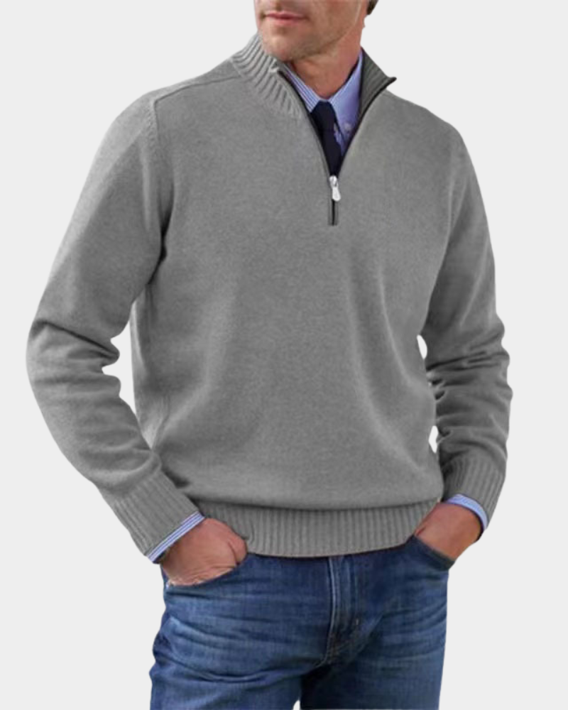Men's Everyday Zip-Up Sweater Relaxed Fit Long Sleeve Casual Layering