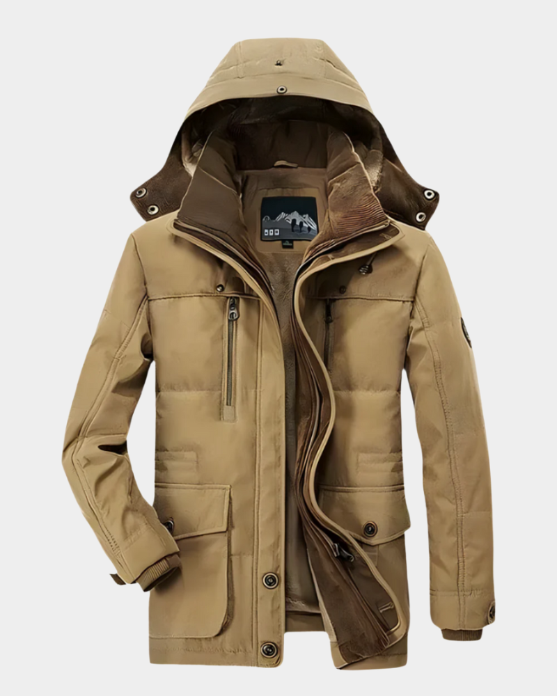 Men's All-Weather Expedition Jacket Full-Zip Adjustable Hood Versatile Outdoor