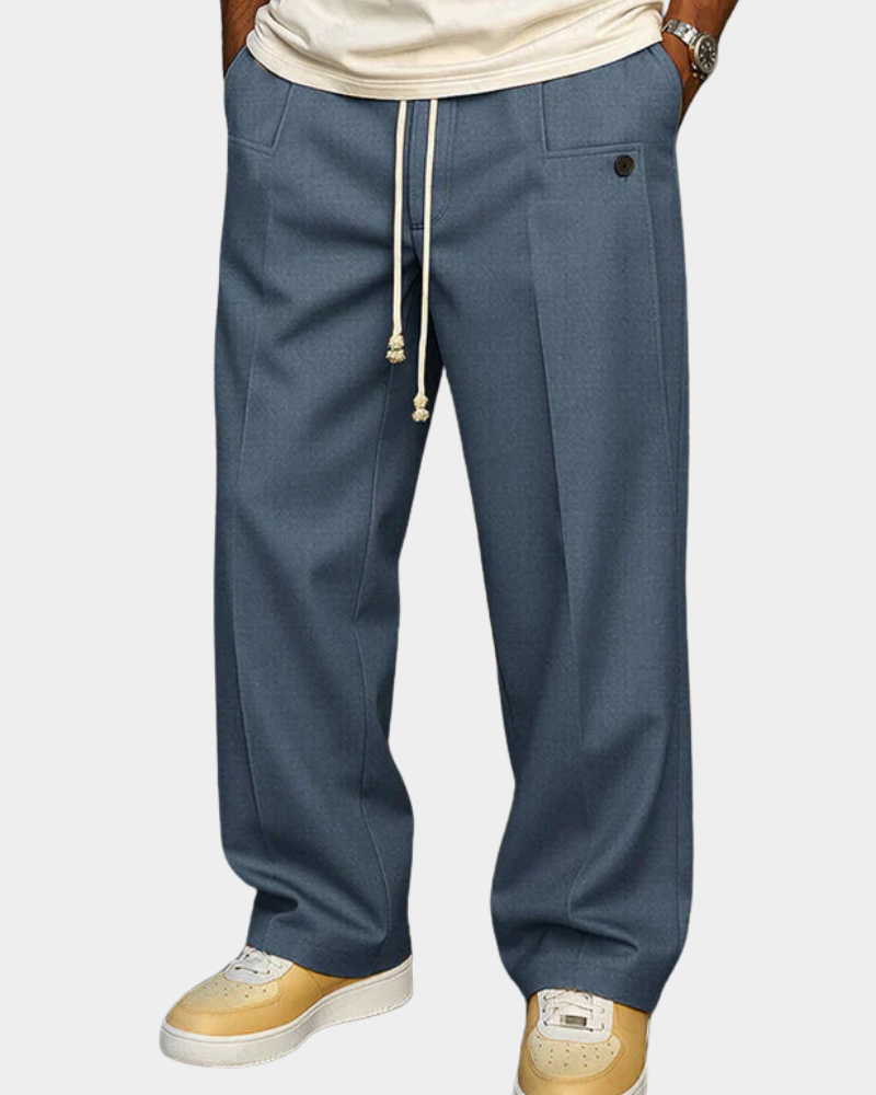 Men's Elegant Drawstring Trousers Relaxed Fit Casual Everyday Versatile