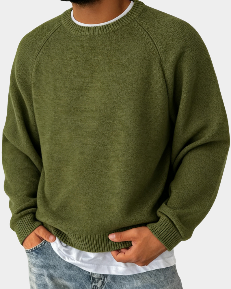 Men's Casual Crew Neck Jumper Relaxed Fit Long Sleeve Everyday Layering