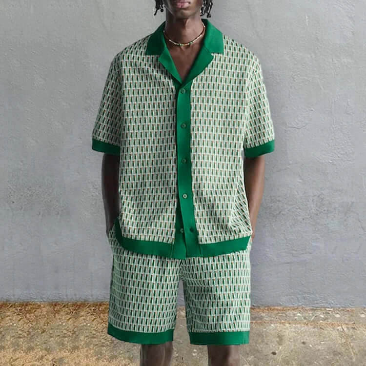 Men's Printed Shirt and Shorts Set