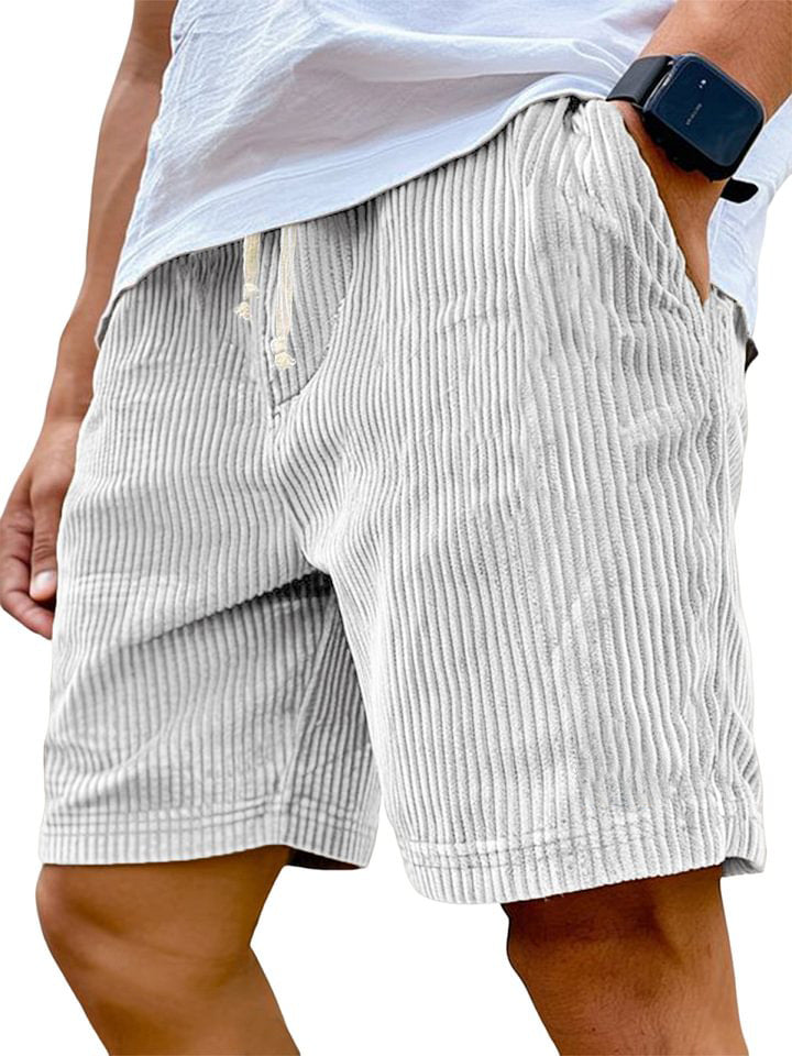 Men's Corduroy Shorts Relaxed Fit Drawstring Waist Casual Everyday Wear