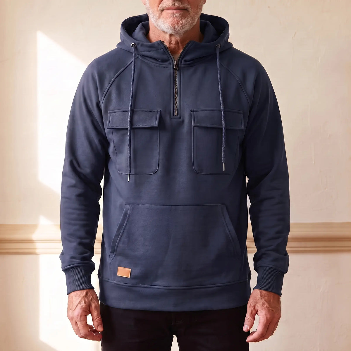 Men's Casual Hoodie with Flap Pockets Relaxed Fit Long Sleeve Everyday Wear