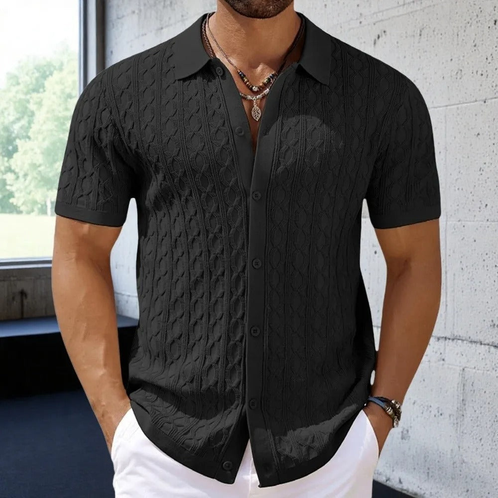 Men’s Casual Short Sleeve Shirt | Structured Knit Design