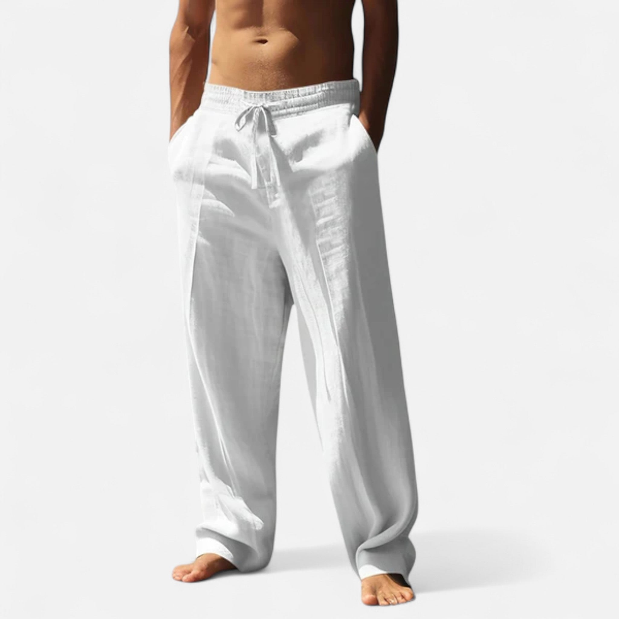 Men's Relaxed Drawstring Linen Trousers